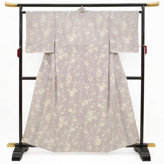 新古品】 小紋 単衣 着物 未使用 正絹 手染め 薄紫地 ラベンダーカラー