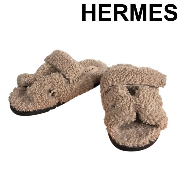 ○ エルメス HERMES シプレ Chypre ボワドゥサンダル ムートン