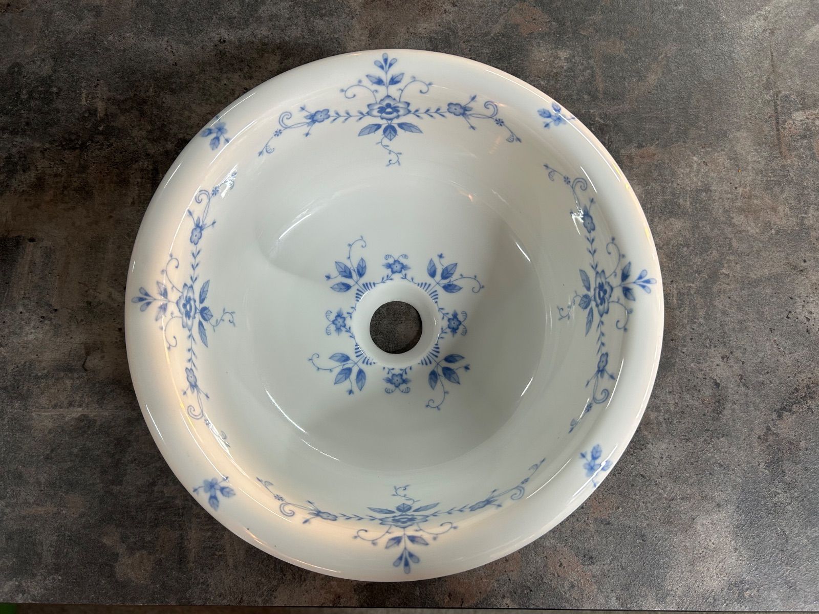 陶器製の洗面ボウル 洗面器 ブルーフローラル柄 essence ARCHI DESIGN WORKS