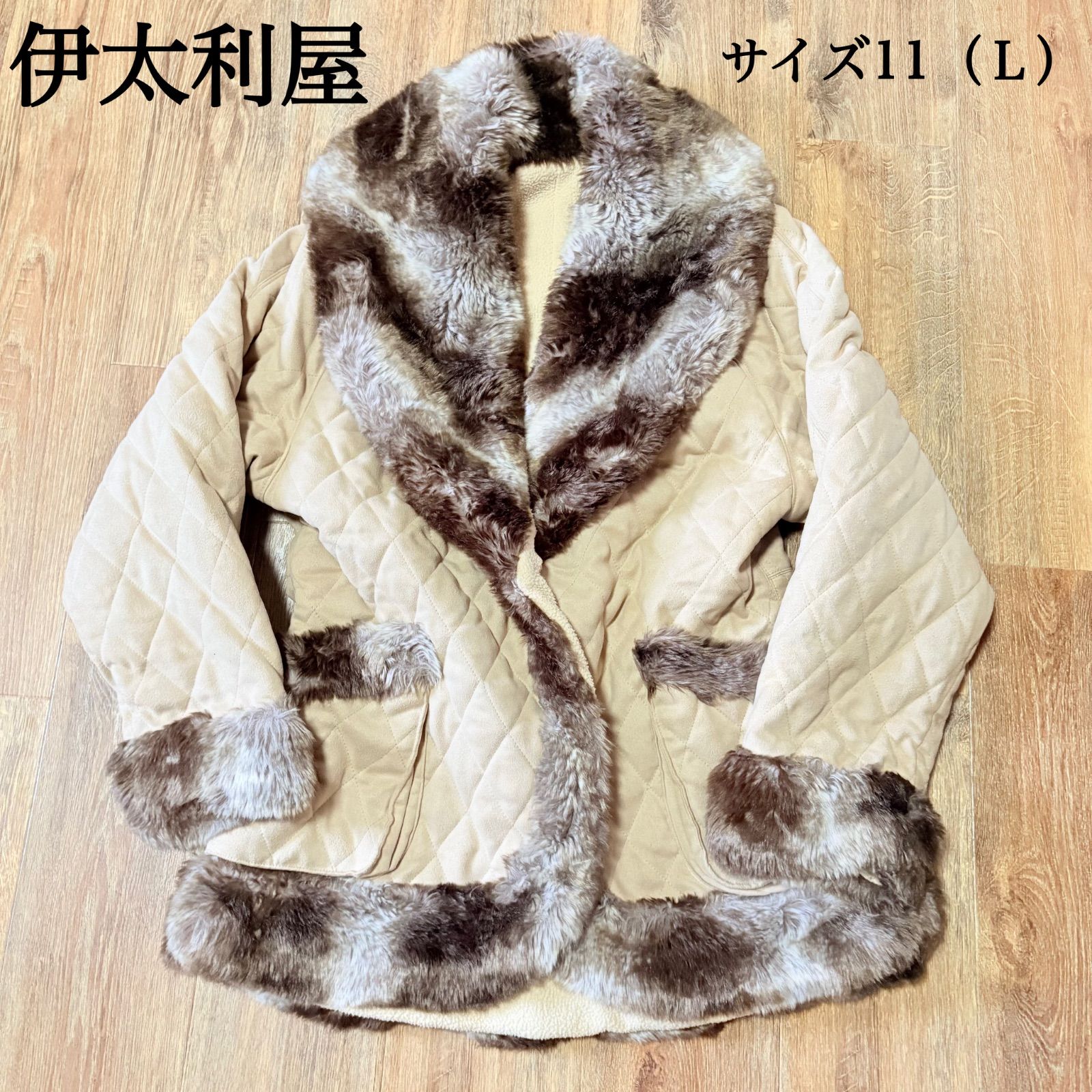 伊太利屋　ファーコート 伊太利屋 ファー付きコート、ジャケット Lサイズ - メルカリ