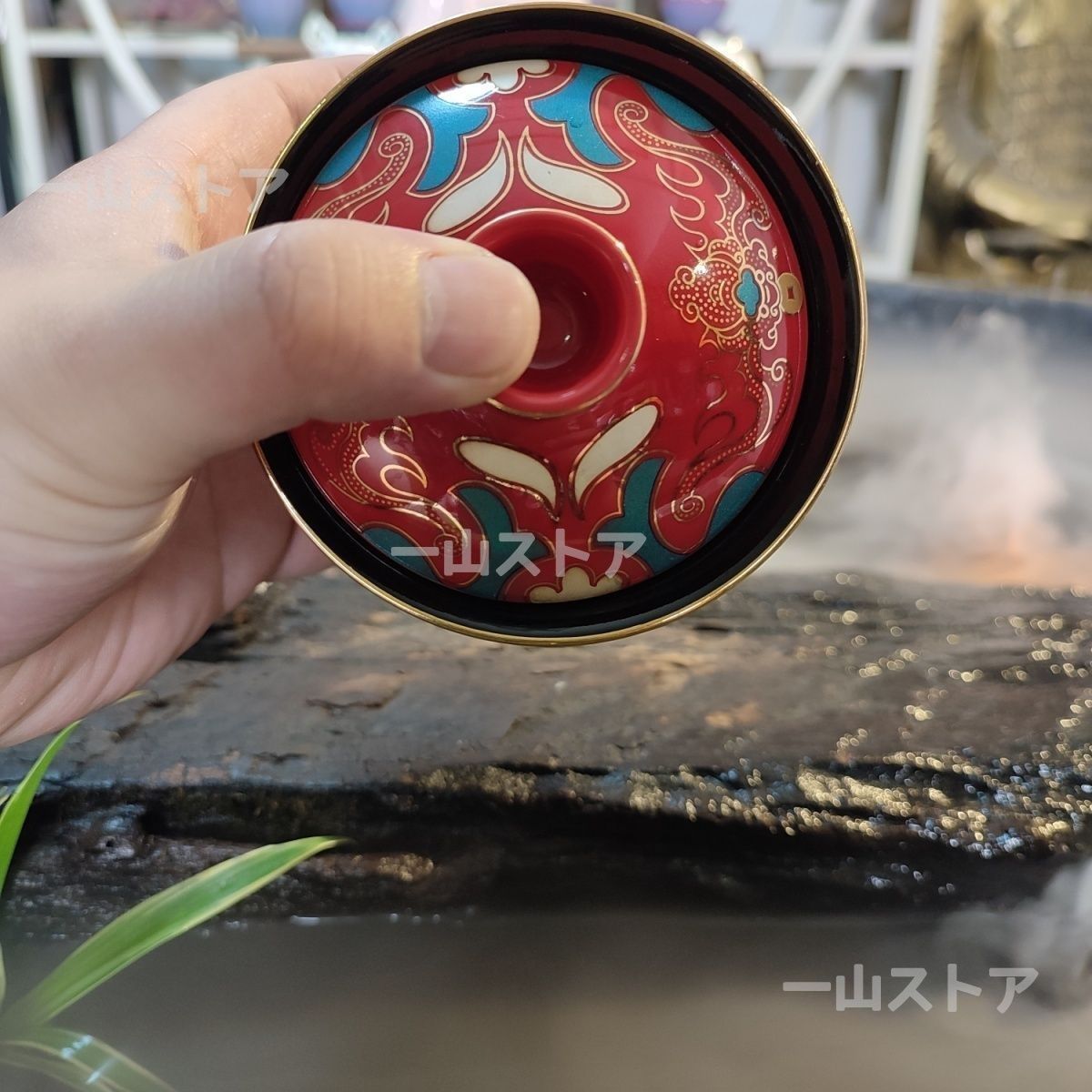 饕餮紋入り 赤色金彩 三才蓋碗 200ml 高級蓋付き茶碗 美しいデザイン