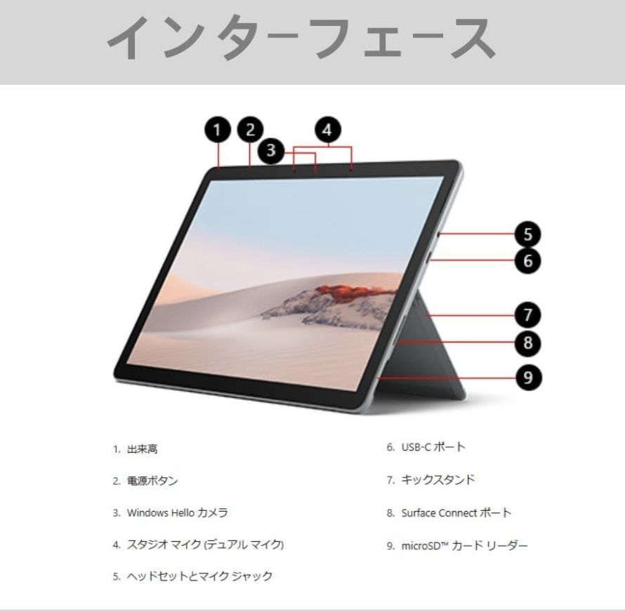 Microsoft Surface Go 2｜10.5インチ｜タッチ対応 PixelSense｜第8世代