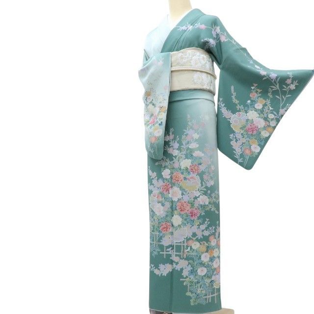 百華❀Y4128◇美品 正絹 金駒刺繡 手縫い仕立て 牡丹 桜 雪輪 訪問着