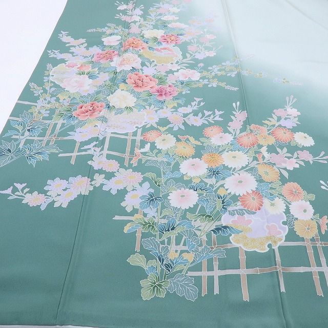 百華❀Y4128◇美品 正絹 金駒刺繡 手縫い仕立て 牡丹 桜 雪輪 訪問着