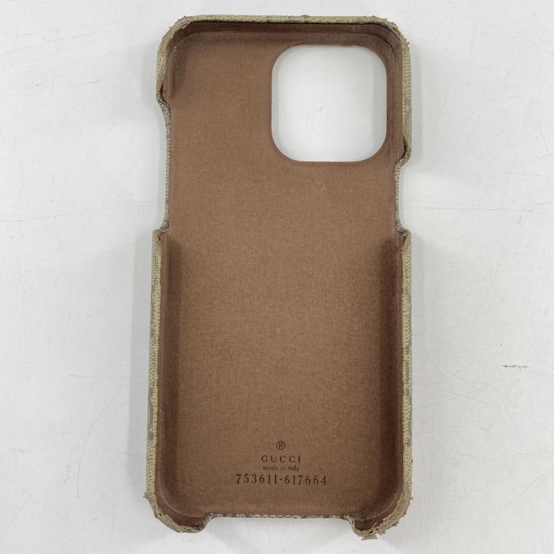 中古】GUCCI iPhone14Pro MAX ケース ベージュ グッチ GGスプリーム