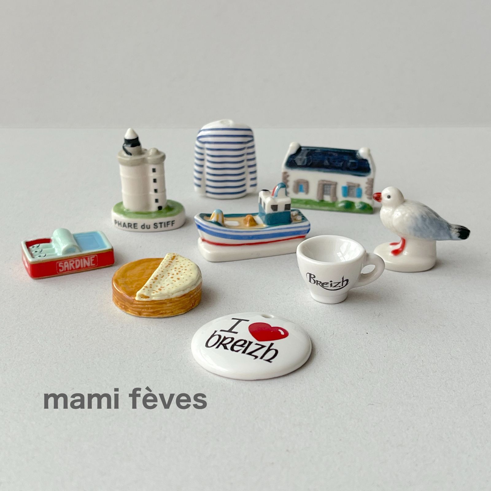 フェーヴ ブルターニュへの旅② 9個 フランス フェーブ ミニチュア陶器