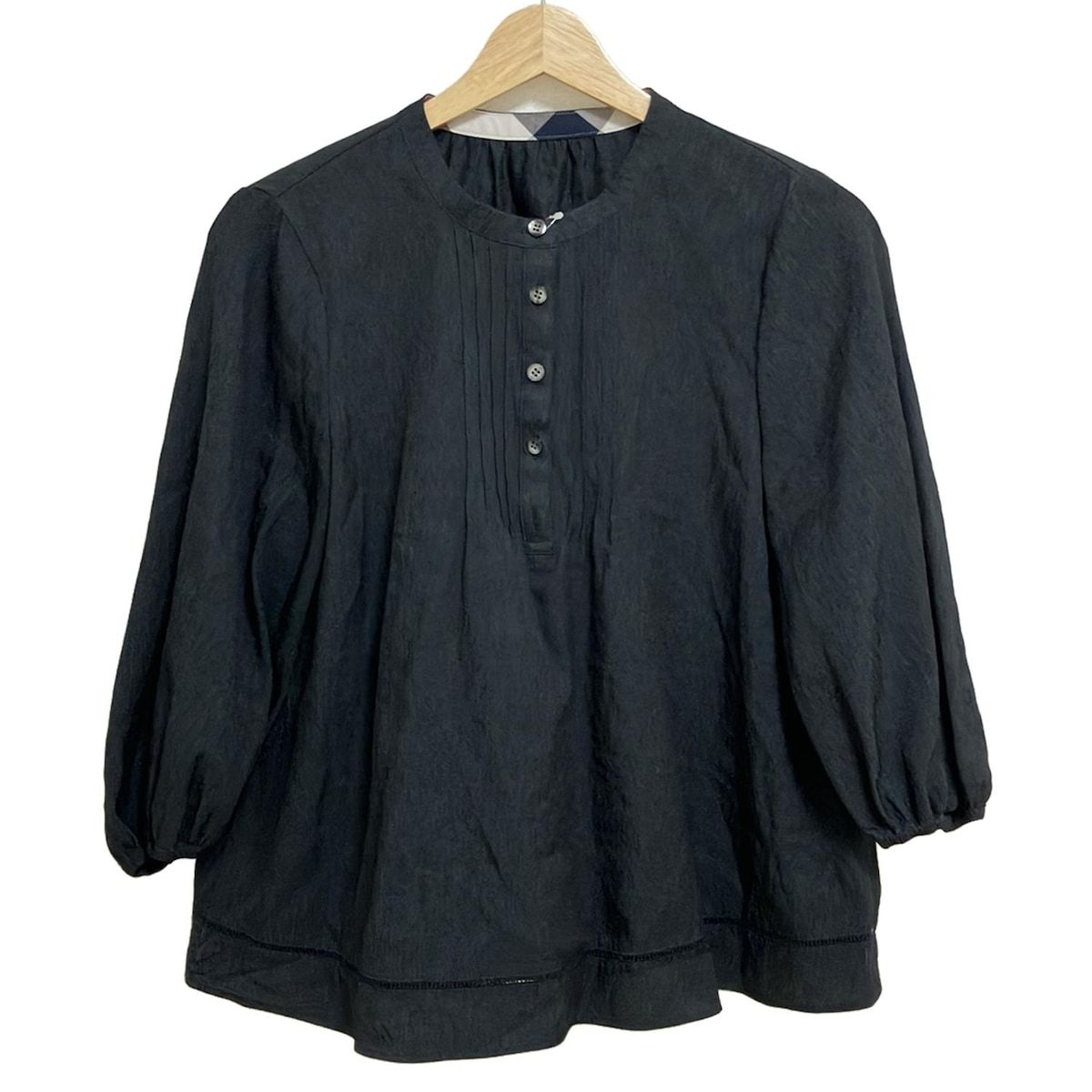 BLUE LABEL ブルーレーベルクレストブリッジ 七分袖シャツブラウス サイズ38 M レディース - 黒 プルオーバー