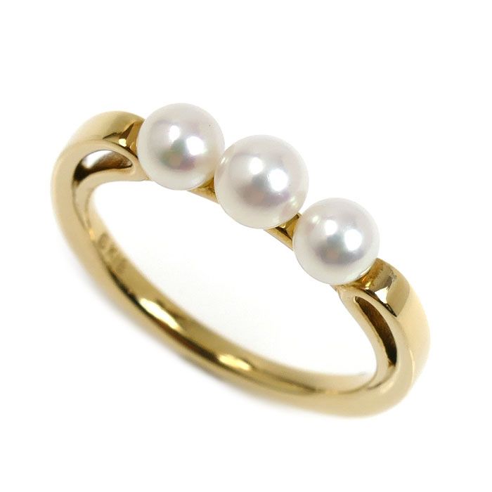 ミキモト K 18 YG イエローゴールド リング 指輪 PR 1476 アコヤパール約3 8 4 1 mm 9号 2 7 g レディース
