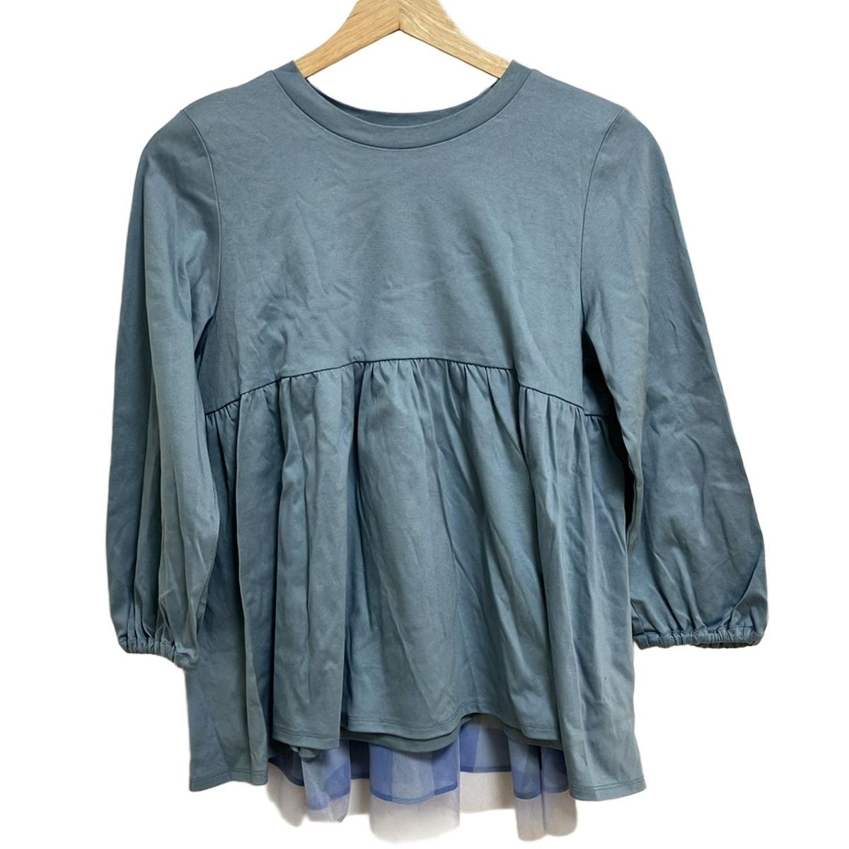 CBCRESTBRIDGE シービークレストブリッジ 七分袖カットソー サイズS レディース - ライトブルー×ブルー×マルチ クルーネック チェック柄