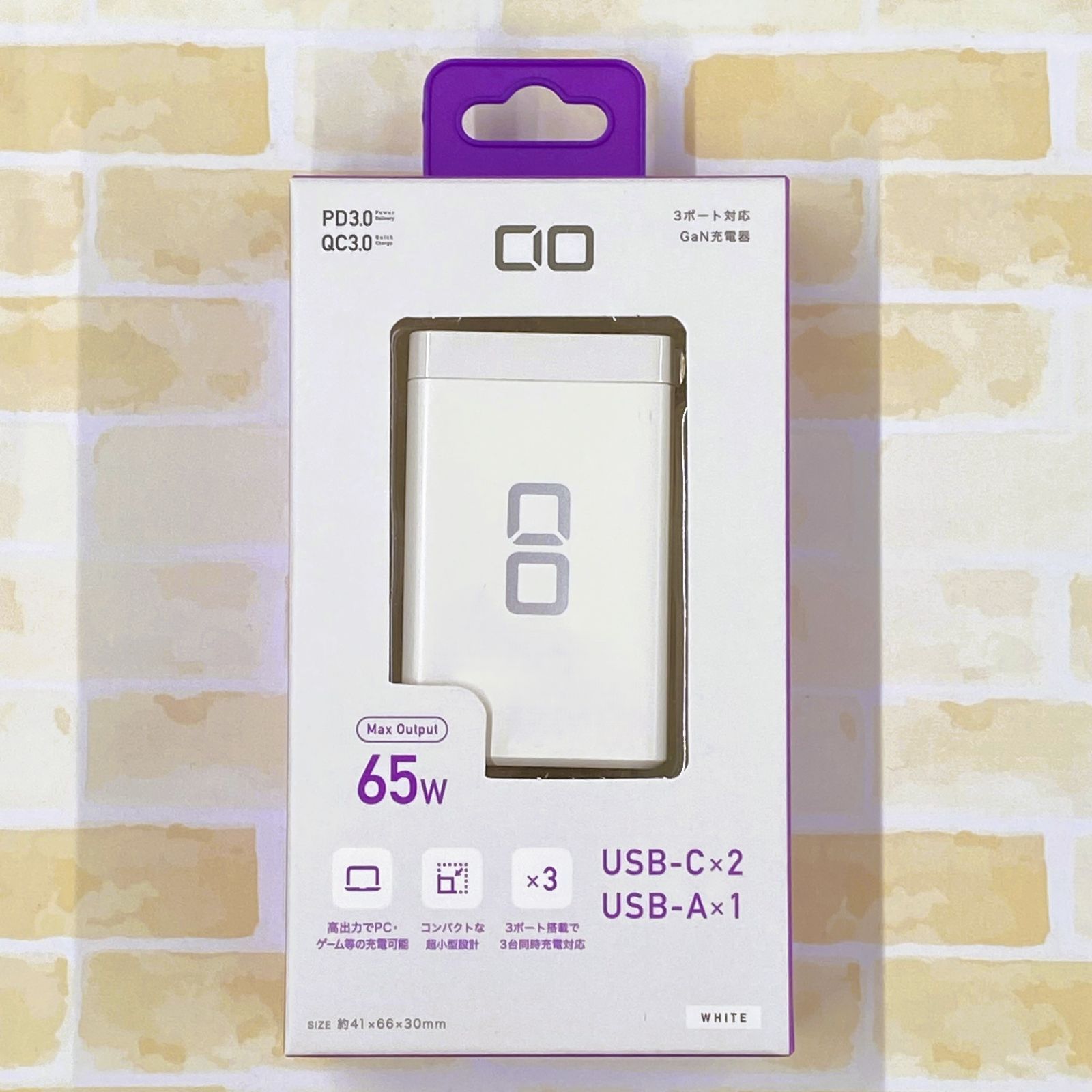 CIO 65W 3ポート充電器 ACアダプタ CIO-G65W2C1A - メルカリ