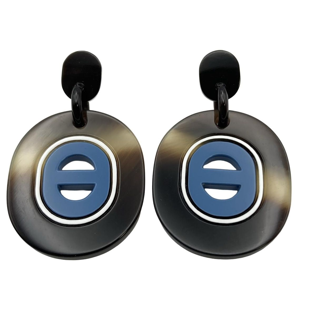 HERMES エルメス ピアス フィデリオ ダークブラウン ライトブルー マルチ