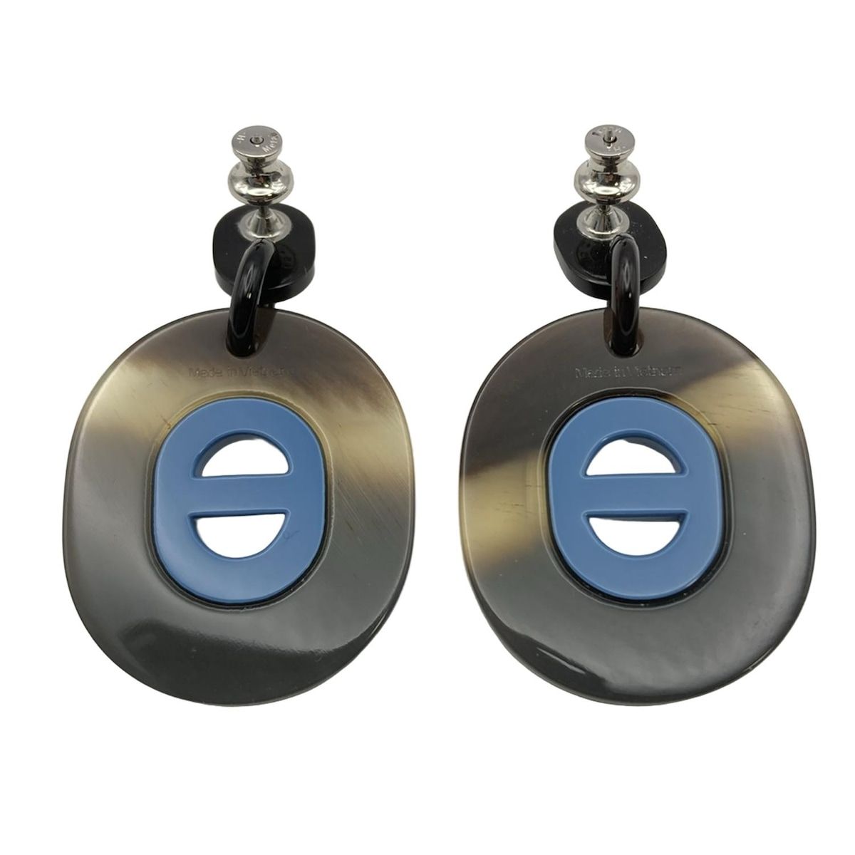 HERMES エルメス ピアス フィデリオ ダークブラウン ライトブルー マルチ