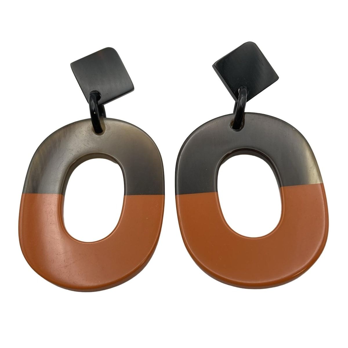 HERMES エルメス ピアス イスム ブラウン×オレンジ×黒