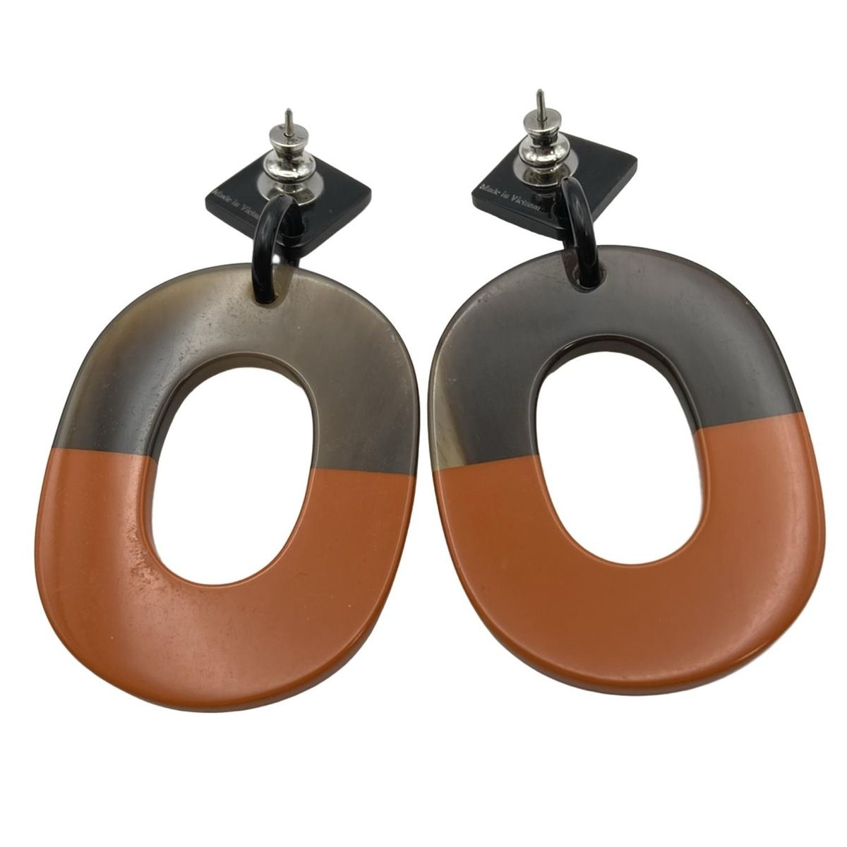 HERMES エルメス ピアス イスム ブラウン オレンジ 黒