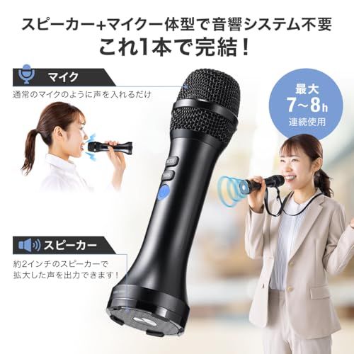 サンワダイレクト 拡声器 マイク 小型 スピーカー＆マイク一体型 Bluetooth対応 15 W 軽量 300 g ストラップ付 充電式 400 SP 111