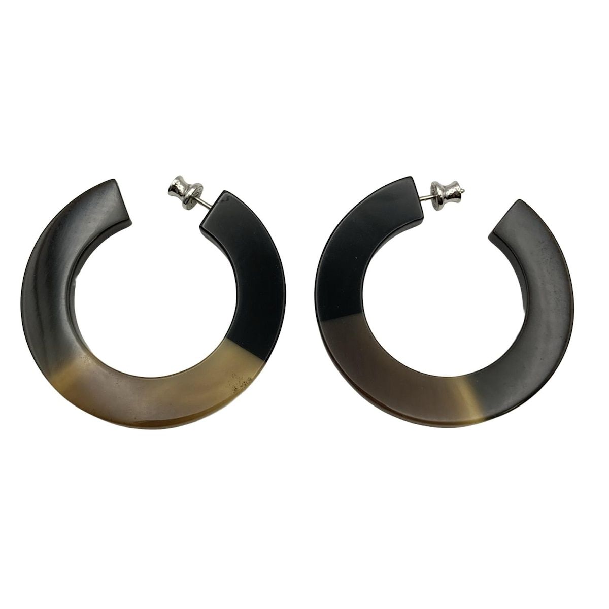 HERMES エルメス ピアス イスム GM 黒×ダークブラウン×ベージュ