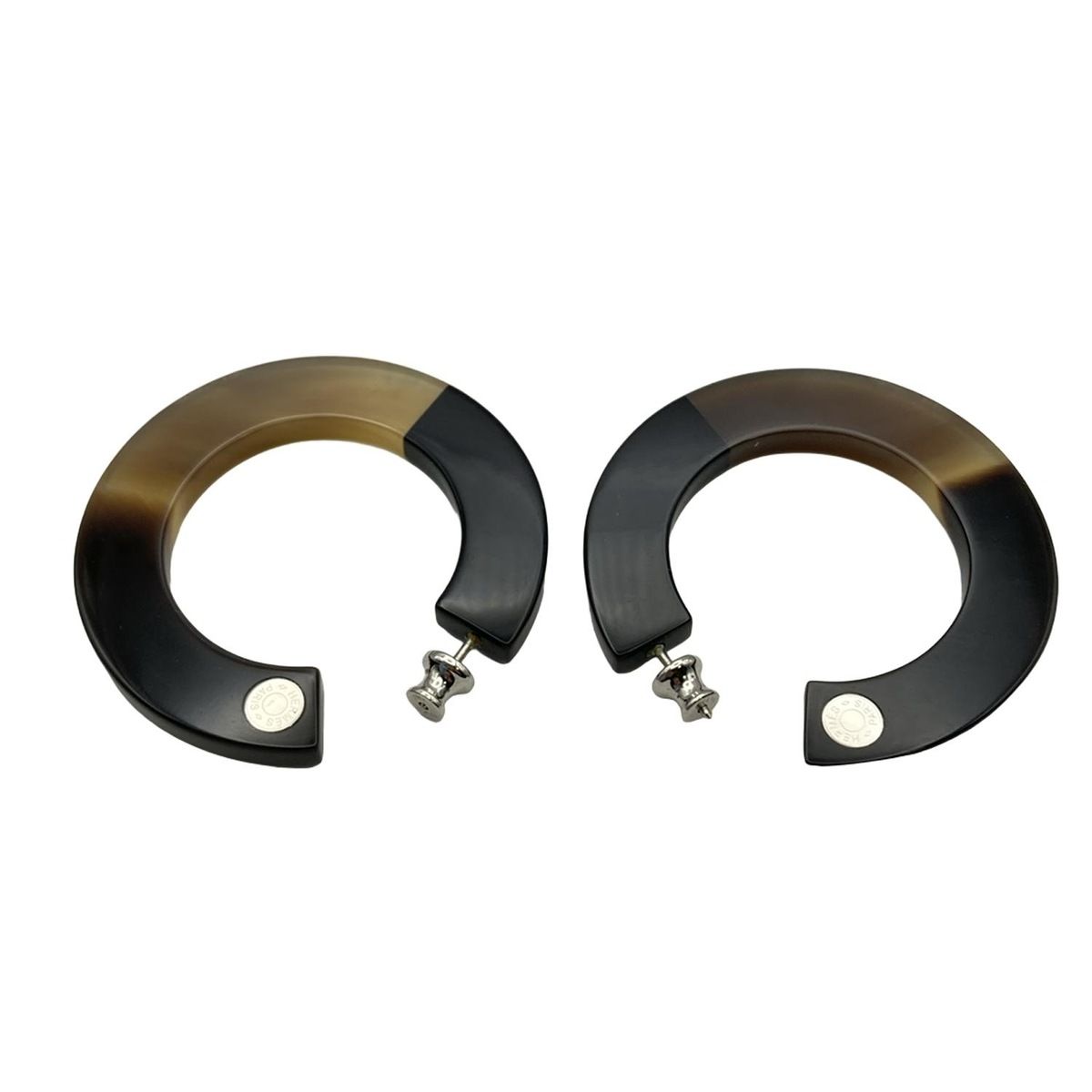 HERMES エルメス ピアス イスム GM 黒 ダークブラウン ベージュ