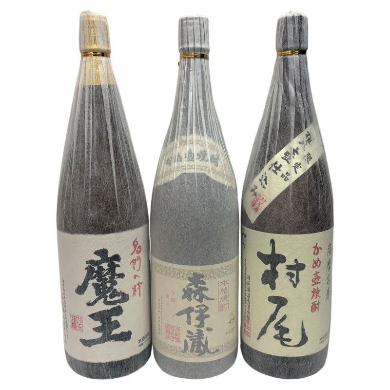 焼酎3本セット 森伊蔵 村尾 魔王 1800ml 25度 和紙破れあり 【新品未開