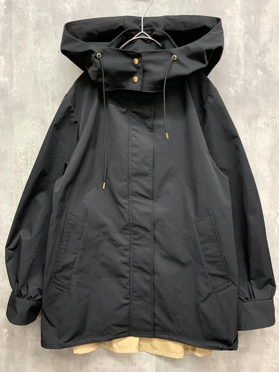 Bou Jeloud ブージュルード 5313311 ウエスト切替フ マウンテンパーカー ジャケット size 38 黒 ベージュ レディース