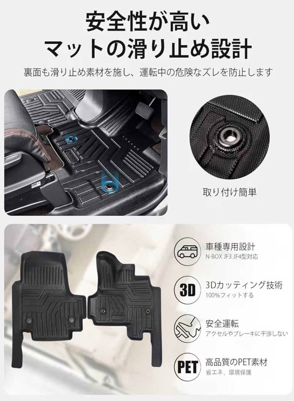 N-BOX車種専用設計 ホンダ HONDA 車フロアマット【専用設計：N-BOX JF3