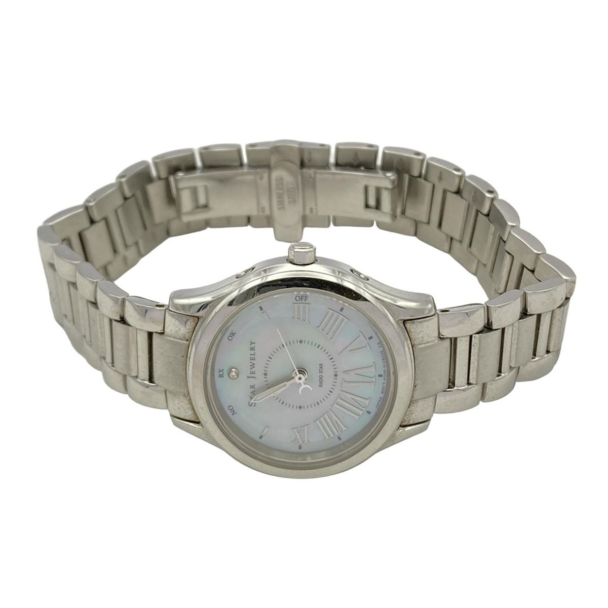STAR JEWELRY スタージュエリー 腕時計 ラジオスター H 335-S 089395 レディース 1 Pダイヤ ダイヤ0.005 ct 電波 ホワイトシェル