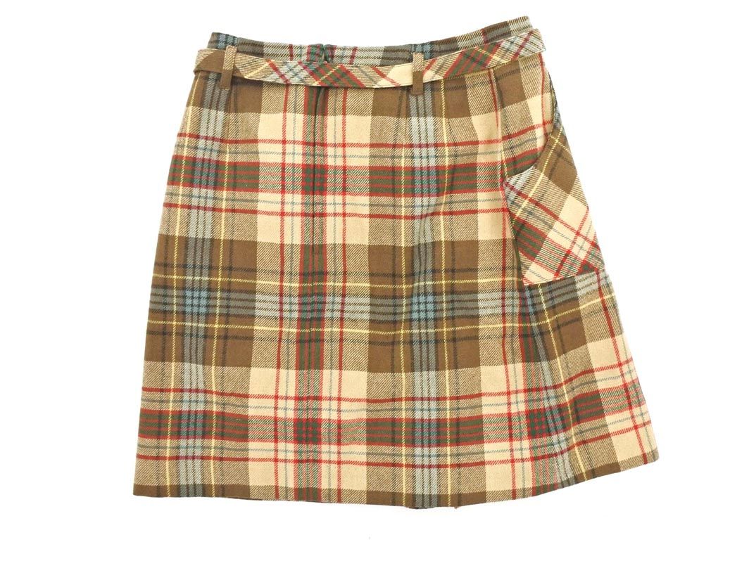 YORKLAND ヨークランド ウール混 チェック タック スカート size63