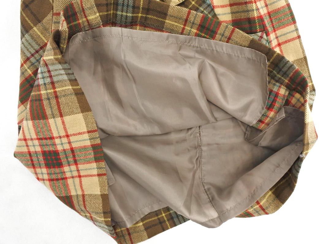 YORKLAND ヨークランド ウール混 チェック タック スカート size63