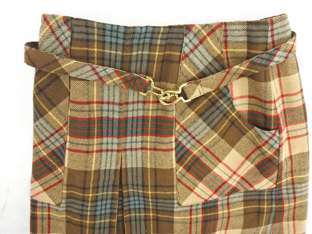 【新品】ヨークランド グレンチェック スカート YORKLAND ヨークランド ウール混 チェック タック スカート size63