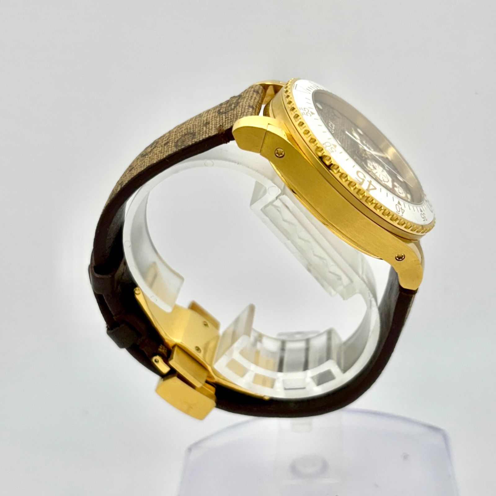 美品/新品電池/希少】GUCCI グッチ 136.3 ゴールド GG柄 ドラえもん