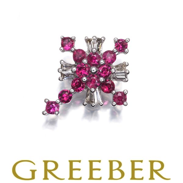 ルビー 0 37 ct ダイヤ ダイヤモンド 06 クロス ペンダントトップ K 18 WG 181750