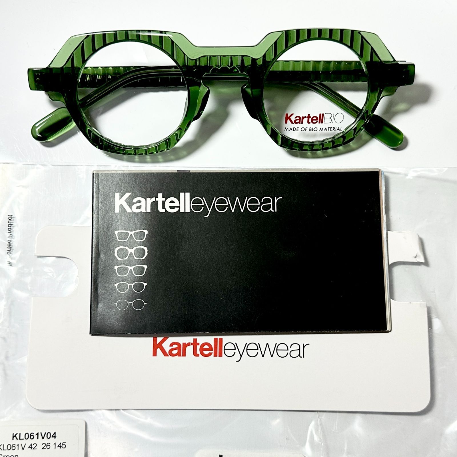 Kartell イタリア社 カルテル 緑 クラウンパント 丸メガネ バイオアセテート素材 ケース他付属付