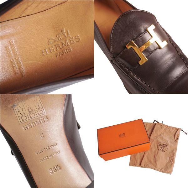 美品 エルメス HERMES ローファー モカシン コンスタンス Hロゴ金具