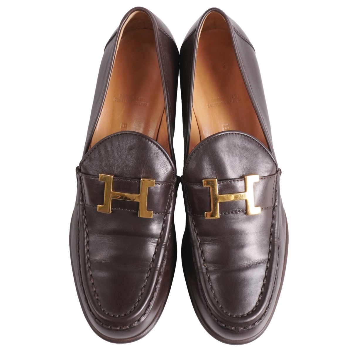 美品 エルメス HERMES ローファー モカシン コンスタンス Hロゴ金具