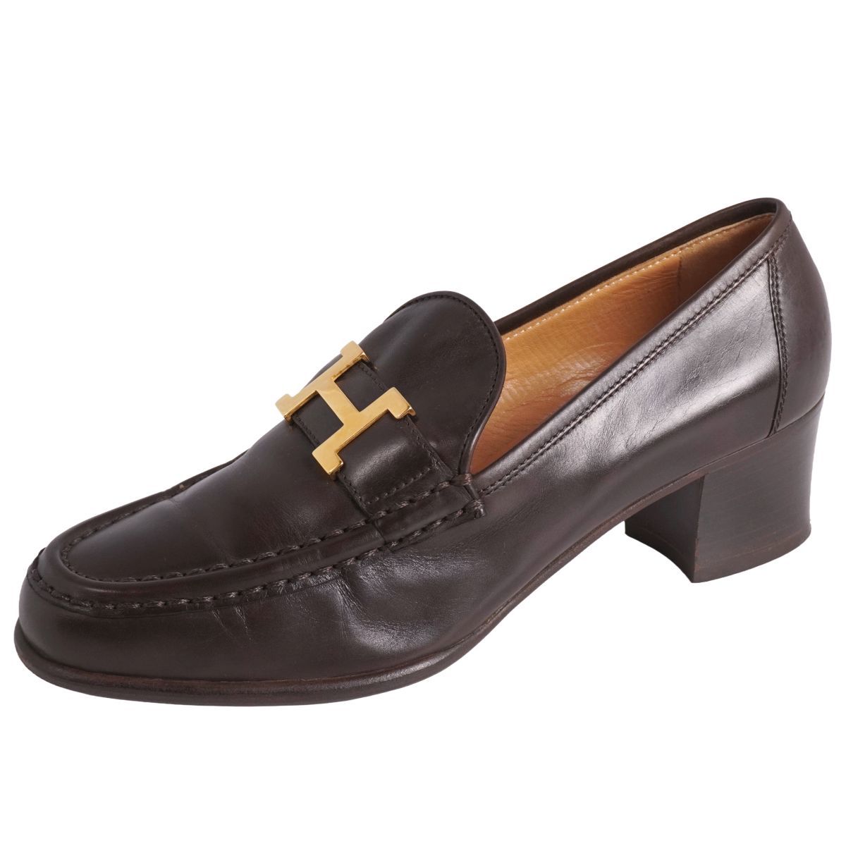 美品 エルメス HERMES ローファー モカシン コンスタンス Hロゴ金具