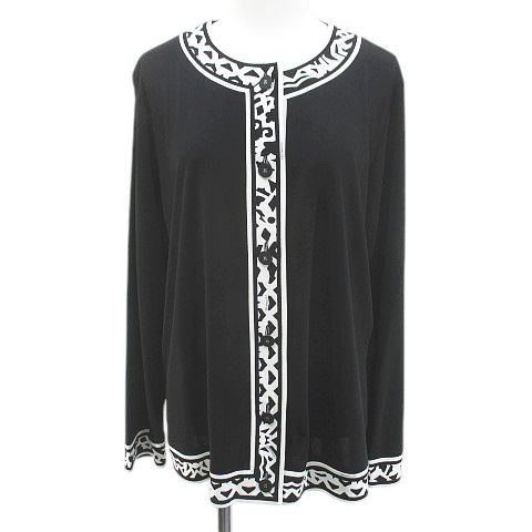 LEONARD　レオナール　カーディガン　黒　ブラック　40　L　匿名配送 レオナール LEONARD 長袖 カーディガン LL 黒系 ブラック 日本製 ロゴ