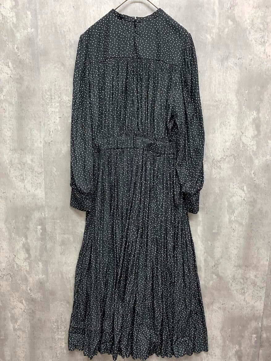 SHIPS シップス 314 51 4245 手洗い ドットソリッドプリーツ ワンピース size 36 黒 レディース