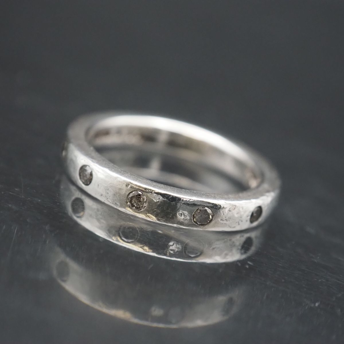 agete アガット 0.07 ダイヤモンド シルバーリング 透かし模様