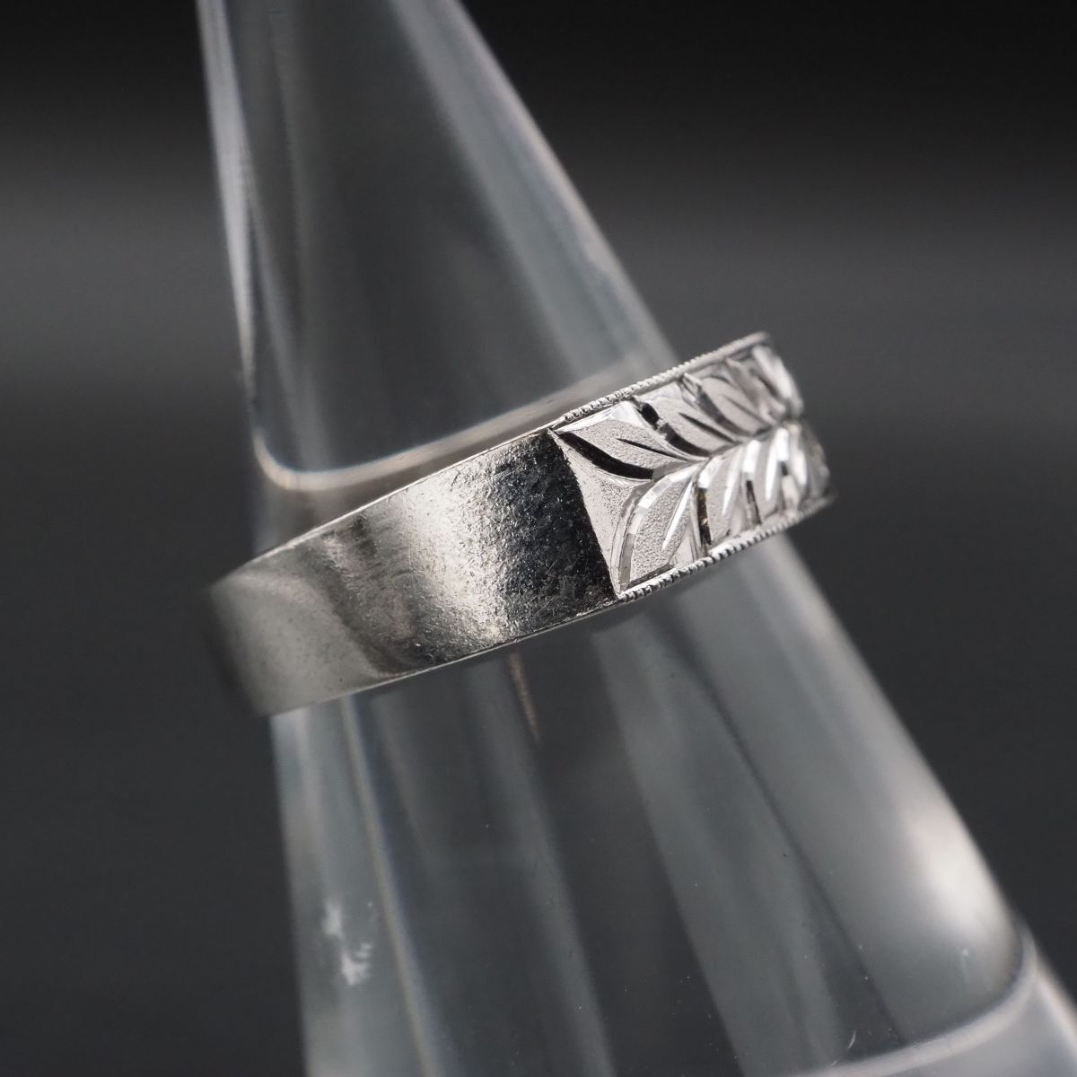 J708 ヴィンテージ SILVER900刻印 リング 彫刻 フラワー デザイン