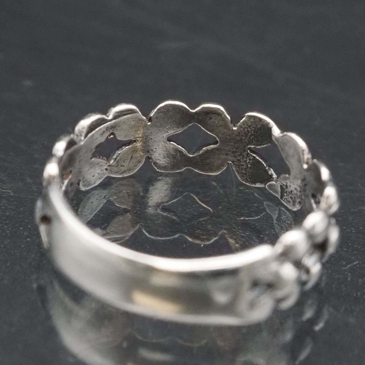 J705 ヴィンテージ 925刻印 リング フラワー デザイン シルバー 指輪 5