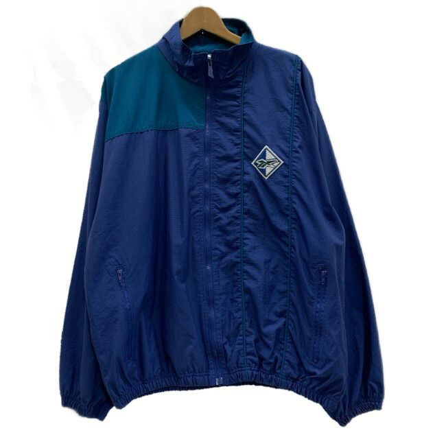 Reebok　ナイロンジャンパー　90s vintage　90年代　ウインドブレーカー　アウター　ハイネック　フルジップ　バイカラー　ワンポイント　ブランドロゴ　ワッペン　スポーツ　古着