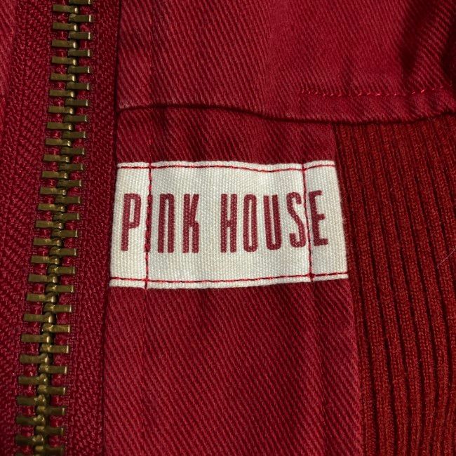 PINK HOUSE スタジャン ブランドロゴ プリント バックプリント リブ袖
