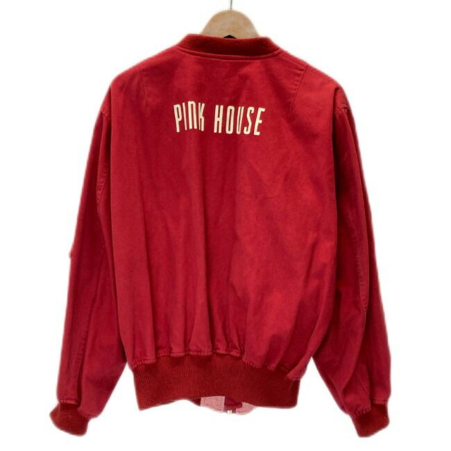PINK HOUSE スタジャン ブランドロゴ プリント バックプリント リブ袖