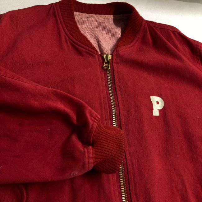 PINK HOUSE スタジャン ブランドロゴ プリント バックプリント リブ袖