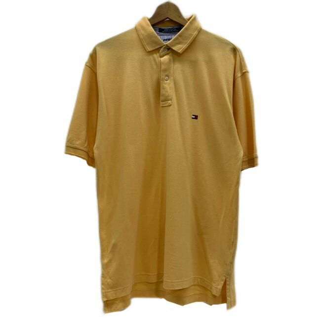 TOMMYHILFIGER　ポロシャツ　半袖　トップス　ハーフボタン　ワンポイント　ブランドロゴ　刺しゅう　リブ袖　オーバーサイズ　古着