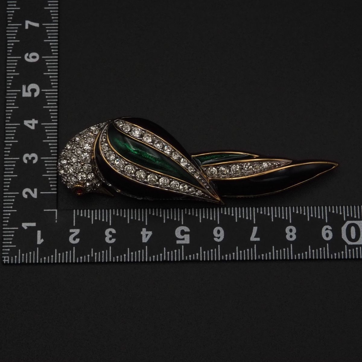 J414 ドーラン D'ORLAN ブローチ 鳥 バード グリーン ネイビー