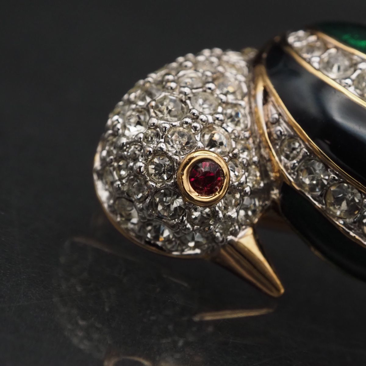 J414 ドーラン D'ORLAN ブローチ 鳥 バード グリーン ネイビー