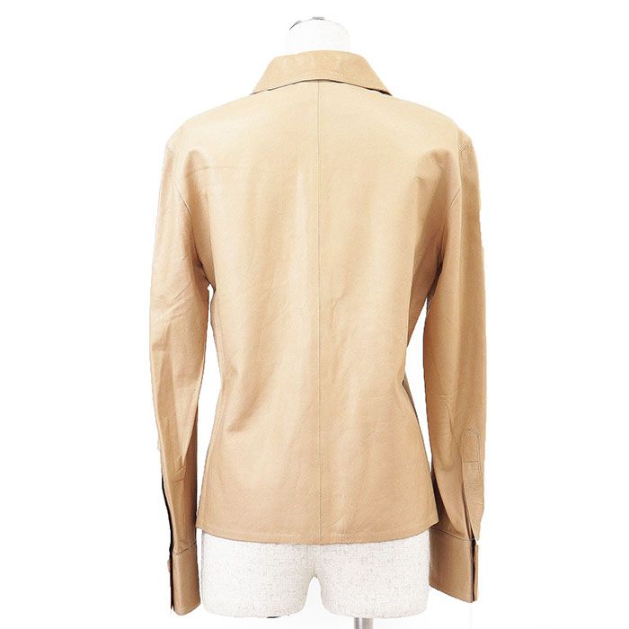 GUCCI グッチ レザーシャツ ロゴ ボタン ジャケット ラムスキン