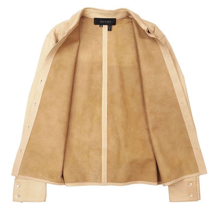 GUCCI グッチ レザーシャツ ロゴ ボタン ジャケット ラムスキン