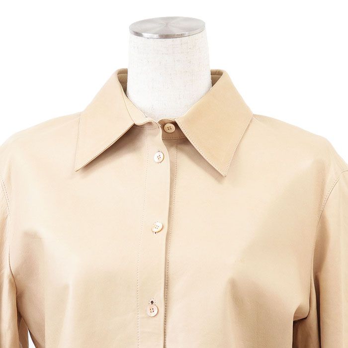 GUCCI グッチ レザーシャツ ロゴ ボタン ジャケット ラムスキン