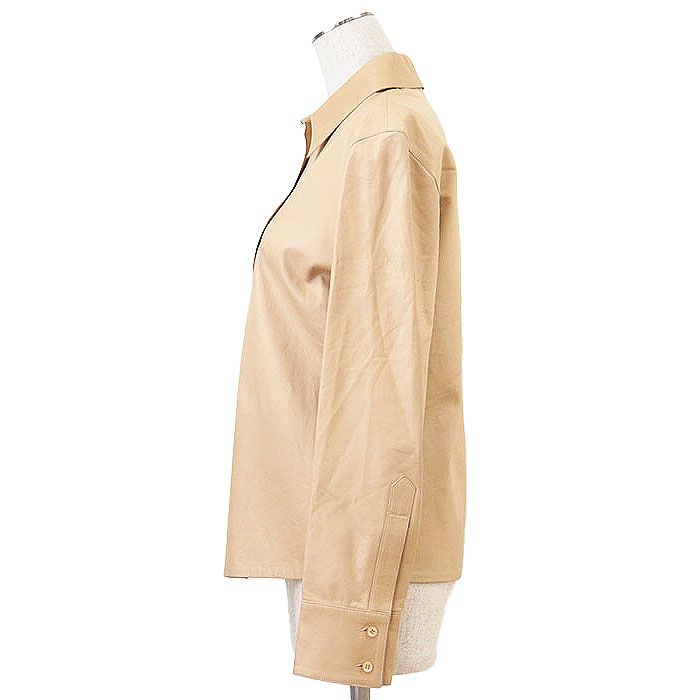 GUCCI グッチ レザーシャツ ロゴ ボタン ジャケット ラムスキン